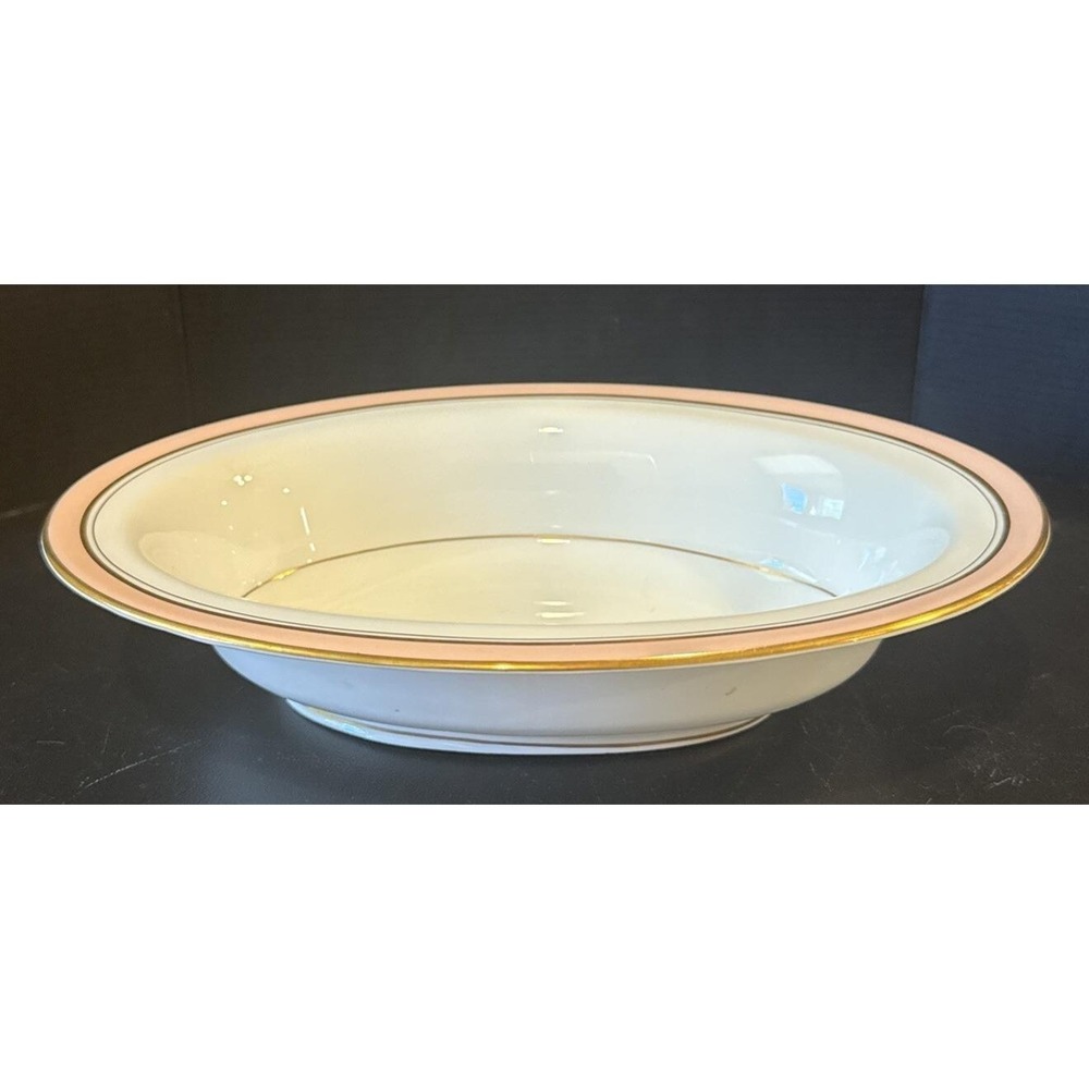 Royal Worcester Howard Pink Gold Trim Oval Vegetable Serving Bowl England Retro